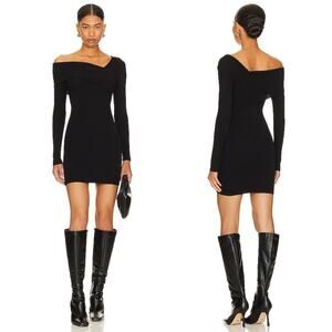 superdown | Ysabel Mini Dress in Black Ribbed Knit Sweater Dress XS